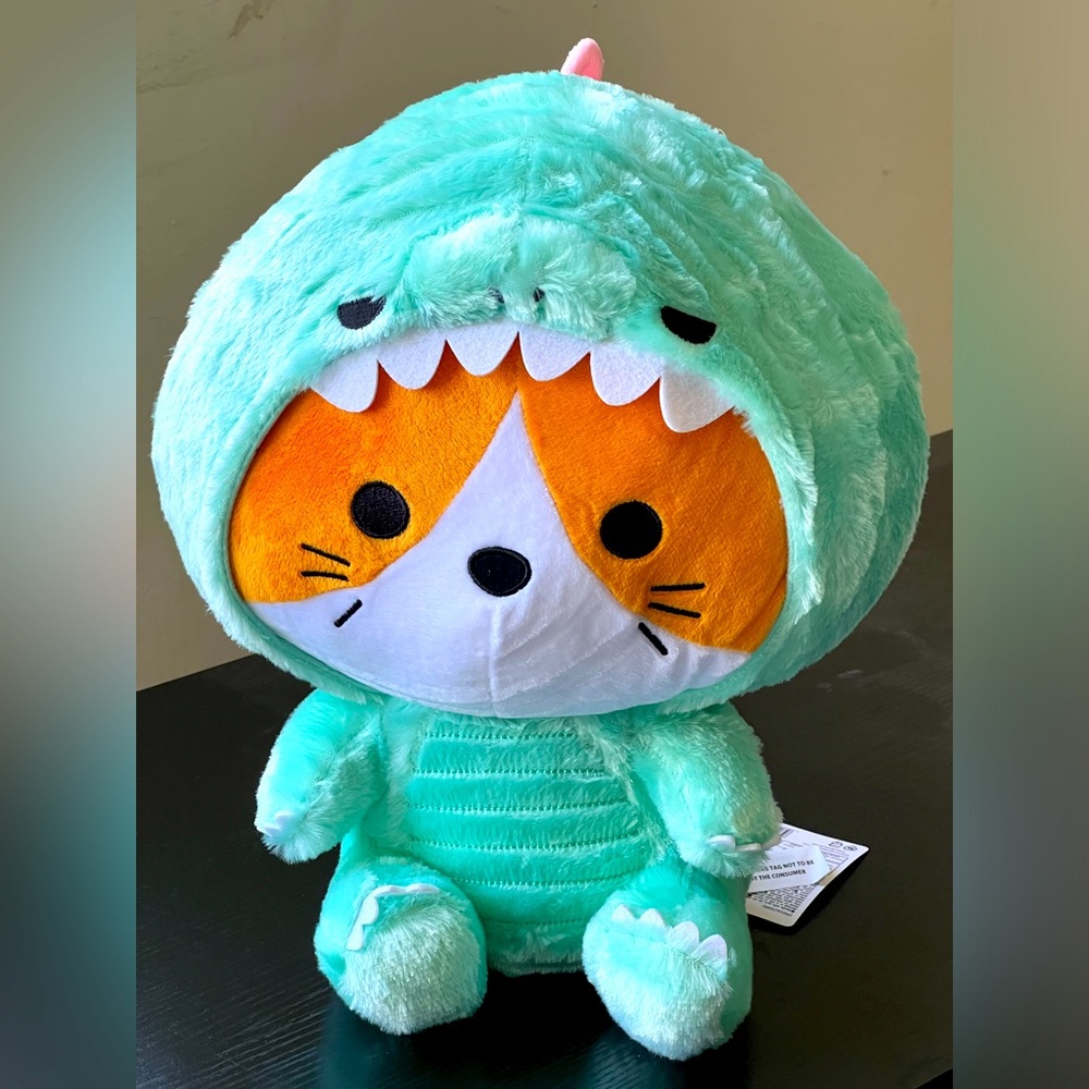 14” Kigurumi Cat in Green Dinosaur Costume Plush